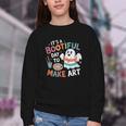 Cute Ghost Book Halloween Spooky Boo School Art Teacher Youth Crewneck Sweatshirt