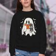 Cute Ghost Reading Book Spooky Season Halloween Costume Kids Youth Crewneck Sweatshirt