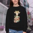 Cute Giraffe With Book Floral Bookworm Librarian Book Lover Youth Crewneck Sweatshirt Cute Giraffe With Book Floral Bookworm Librarian Book Lover Youth Crewneck Sweatshirt