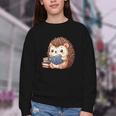 Cute Hedgehog Book Lover Readers Animal Reading Youth Crewneck Sweatshirt