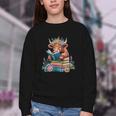 Cute Highland Cow Reading Book Baby Cow Bookworm Youth Crewneck Sweatshirt