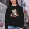 Cute Kitten Bookworm Adorable Cat With Glasses Reading Book Youth Crewneck Sweatshirt Cute Kitten Bookworm Adorable Cat With Glasses Reading Book Youth Crewneck Sweatshirt