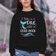 Cute Mermaid Librarian Teacher Dive Into A Good Book Reading Youth Crewneck Sweatshirt