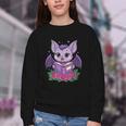 Cute Pastel Goth Bat Reading Book Youth Crewneck Sweatshirt Cute Pastel Goth Bat Reading Book Youth Crewneck Sweatshirt