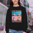 Cute Penguin Reading Book School Librarian Teacher Student Youth Crewneck Sweatshirt Cute Penguin Reading Book School Librarian Teacher Student Youth Crewneck Sweatshirt