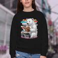 Cute Polar Bear Is Reading a Book Reading Polar Bear Youth Crewneck Sweatshirt