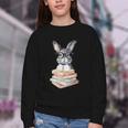 Cute Reading Bunny With Glasses Books Reader Book Bookworm Youth Crewneck Sweatshirt