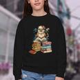 Cute Reading Chicken With Glasses Books Bookworm Reader Book Youth Crewneck Sweatshirt