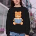 Cute Teddy Bear Reading Book Adorable For Readers Youth Crewneck Sweatshirt