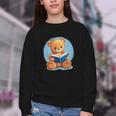 Cute Teddy Bear Reading Book Fun Youth Crewneck Sweatshirt Cute Teddy Bear Reading Book Fun Youth Crewneck Sweatshirt