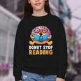 Donut Stop Reading Cute Book Reader Bookworm Donut Day Youth Crewneck Sweatshirt