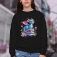 Dragons And Books Dragon Reading Book Lover Girl Bookworm Youth Crewneck Sweatshirt