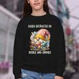 Easily Distracted By Books And Gnomes Book Reading Gnome Youth Crewneck Sweatshirt
