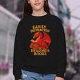 Easily Distracted By Dragons And Books Reading Youth Crewneck Sweatshirt