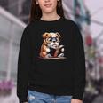 English Bulldog Reading a Book Dog For Men Women Girls Kids Youth Crewneck Sweatshirt English Bulldog Reading a Book Dog For Men Women Girls Kids Youth Crewneck Sweatshirt