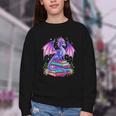 Fantasy Dragon Reading Books Bookworm Youth Crewneck Sweatshirt