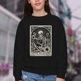 Floral The Reader Tarot Card Skeleton Reading Book Youth Crewneck Sweatshirt Floral The Reader Tarot Card Skeleton Reading Book Youth Crewneck Sweatshirt