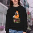 Fox Books Read Reading Librarian America Men Women Kids Youth Crewneck Sweatshirt