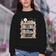 Ghost Book Reading Books Lover Teacher Happy Halloween Youth Crewneck Sweatshirt