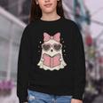Ghost Reading Book Halloween Cat Lover Youth Crewneck Sweatshirt Ghost Reading Book Halloween Cat Lover Youth Crewneck Sweatshirt