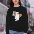 Ghost Reading Books Halloween Library Youth Crewneck Sweatshirt