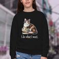 Girls Books I Do What I Want Calico Cat Lover Youth Crewneck Sweatshirt Girls Books I Do What I Want Calico Cat Lover Youth Crewneck Sweatshirt