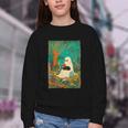 Groovy Ghost Reading Book Cat Halloween Ghost Teacher Youth Crewneck Sweatshirt Groovy Ghost Reading Book Cat Halloween Ghost Teacher Youth Crewneck Sweatshirt