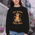 Halloween Fully Booked This Fall Book Ginger Cat Reading Youth Crewneck Sweatshirt