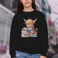 Highland Cow Reading Book Librarian Library Youth Crewneck Sweatshirt Highland Cow Reading Book Librarian Library Youth Crewneck Sweatshirt