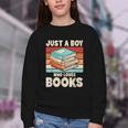 Just A Boy Who Loves Books Reading Bookworm Boys Kids Youth Crewneck Sweatshirt