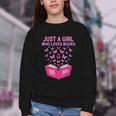 Just A Girl Who Loves Books Butterflies Reading Youth Crewneck Sweatshirt