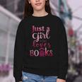 JUST A GIRL WHO LOVES BOOKS LIBRARIAN BOOK LOVERS BOOKWORM Youth Crewneck Sweatshirt JUST A GIRL WHO LOVES BOOKS LIBRARIAN BOOK LOVERS BOOKWORM Youth Crewneck Sweatshirt