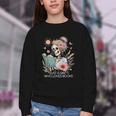 Just A Girl Who Loves Books Messy Bun Book Skeleton Bookworm Youth Crewneck Sweatshirt