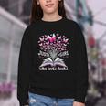 Just a Girl Who Loves Books Reading Book Butterfly Bookworm Youth Crewneck Sweatshirt