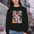 Just A Girl Who Loves Books Reading Cute Bookworm Girls Kids Youth Crewneck Sweatshirt