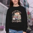 Just A Girl Who Loves Cats And Books Reading Librarian Youth Crewneck Sweatshirt