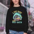 I Just Want To Read Books And Pet Cats Cat Book Lovers Youth Crewneck Sweatshirt