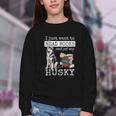 I Just Want To Read Books And Pet My Husky Dog Youth Crewneck Sweatshirt
