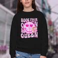 Library Book Fair Queen Vibe Groovy Tie Dye School Reading Youth Crewneck Sweatshirt