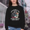 Life Is Better With Books Cats & Coffee Librarian Book Lover Youth Crewneck Sweatshirt Life Is Better With Books Cats & Coffee Librarian Book Lover Youth Crewneck Sweatshirt