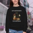 Life Is Better With Cats And Books Cute Cat Lover For Men Women Kids Youth Crewneck Sweatshirt Life Is Better With Cats And Books Cute Cat Lover For Men Women Kids Youth Crewneck Sweatshirt