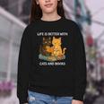 Life Is Better With Cats And Books Cute Cat Lover Youth Crewneck Sweatshirt Life Is Better With Cats And Books Cute Cat Lover Youth Crewneck Sweatshirt
