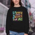 Literacy And Justice For All Protect Banned Books Library Youth Crewneck Sweatshirt Literacy And Justice For All Protect Banned Books Library Youth Crewneck Sweatshirt