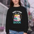 Take a Look It's In a Book Teacher Reading Apparel Youth Crewneck Sweatshirt