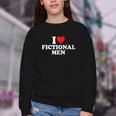 I Love Heart Fictional Men Simple Cute Books Reading Youth Crewneck Sweatshirt