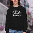 My Needs Are Simple Cat Dog Reading Book Coffee Youth Crewneck Sweatshirt