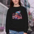 Octopus Reading Book Kraken Book Lover Youth Crewneck Sweatshirt
