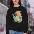 Pet Capybara Is Reading Library Capy Word Book Day Teacher Men Women Kids Youth Crewneck Sweatshirt
