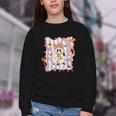 Preppy Coquette Bow Ghost Reading Books Halloween Book Youth Crewneck Sweatshirt Preppy Coquette Bow Ghost Reading Books Halloween Book Youth Crewneck Sweatshirt