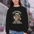 Read Books Be Kind Stay Weird Raccoon Coffee Lover Reading Youth Crewneck Sweatshirt